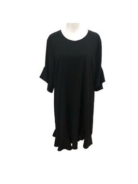 LULU’S XL elegant black dress ruffle hem ruffle short sleeve keyhole back